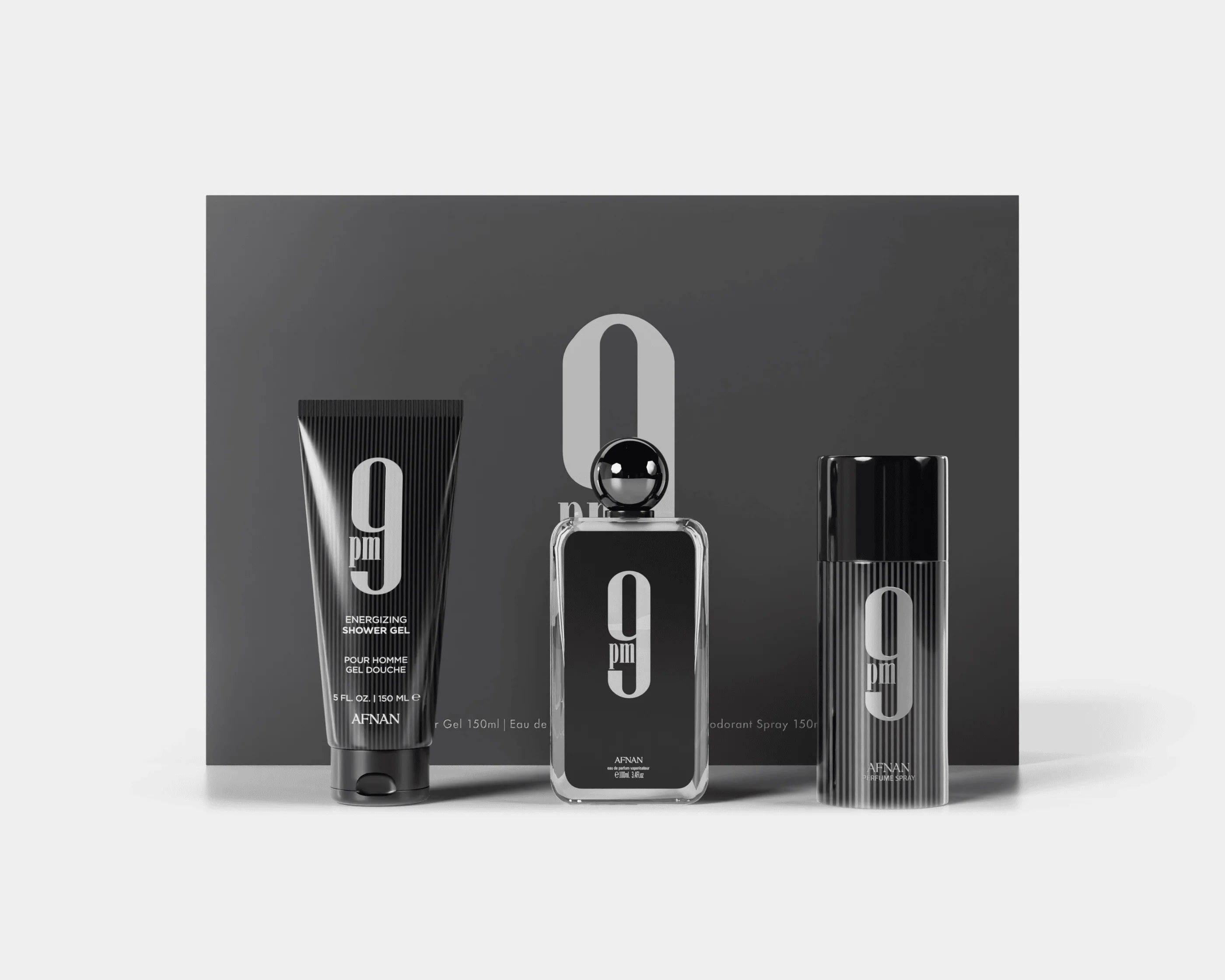 Afnan 9 Eau De Parfum 100un Gel De Baño 200ml Desodorante 250ml Spray
